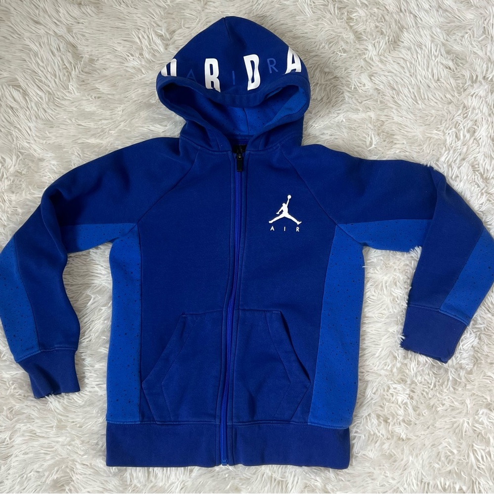 Jordan Air Youth Hoodie Blue Full Zip Sweatshirt Size M (10-12 YRS)